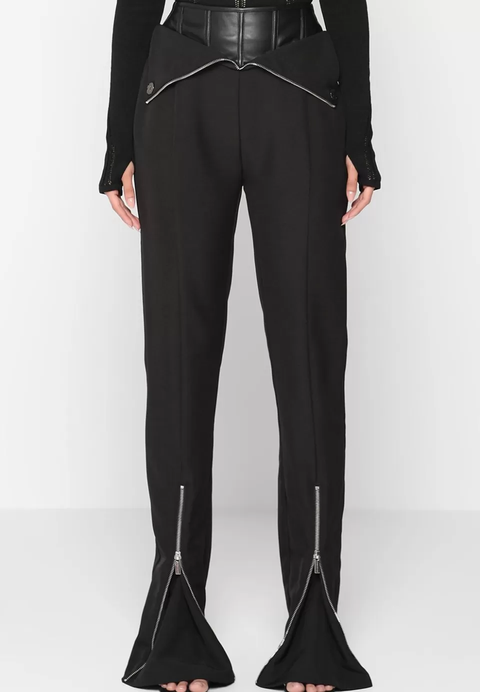 Manière De Voir Vegan Leather Corset Zip Trousers>Woman Trousers