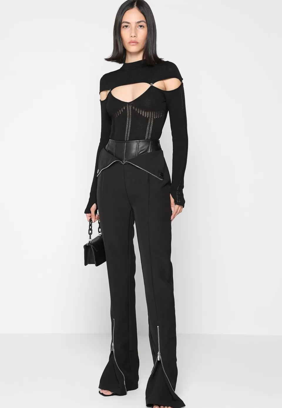 Manière De Voir Vegan Leather Corset Zip Trousers>Woman Trousers