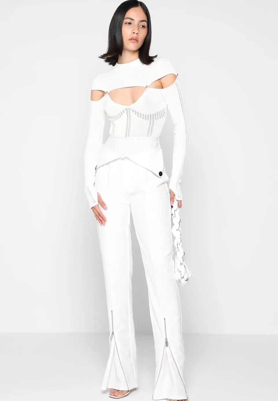 Manière De Voir Vegan Leather Corset Zip Trousers>Woman Trousers