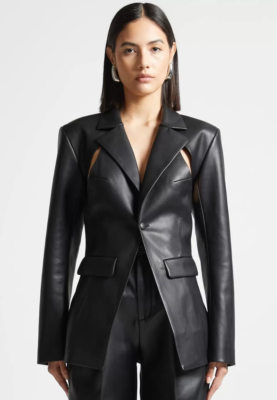 Manière De Voir Vegan Leather Cut Out Blazer>Woman Blazers & Waistcoats