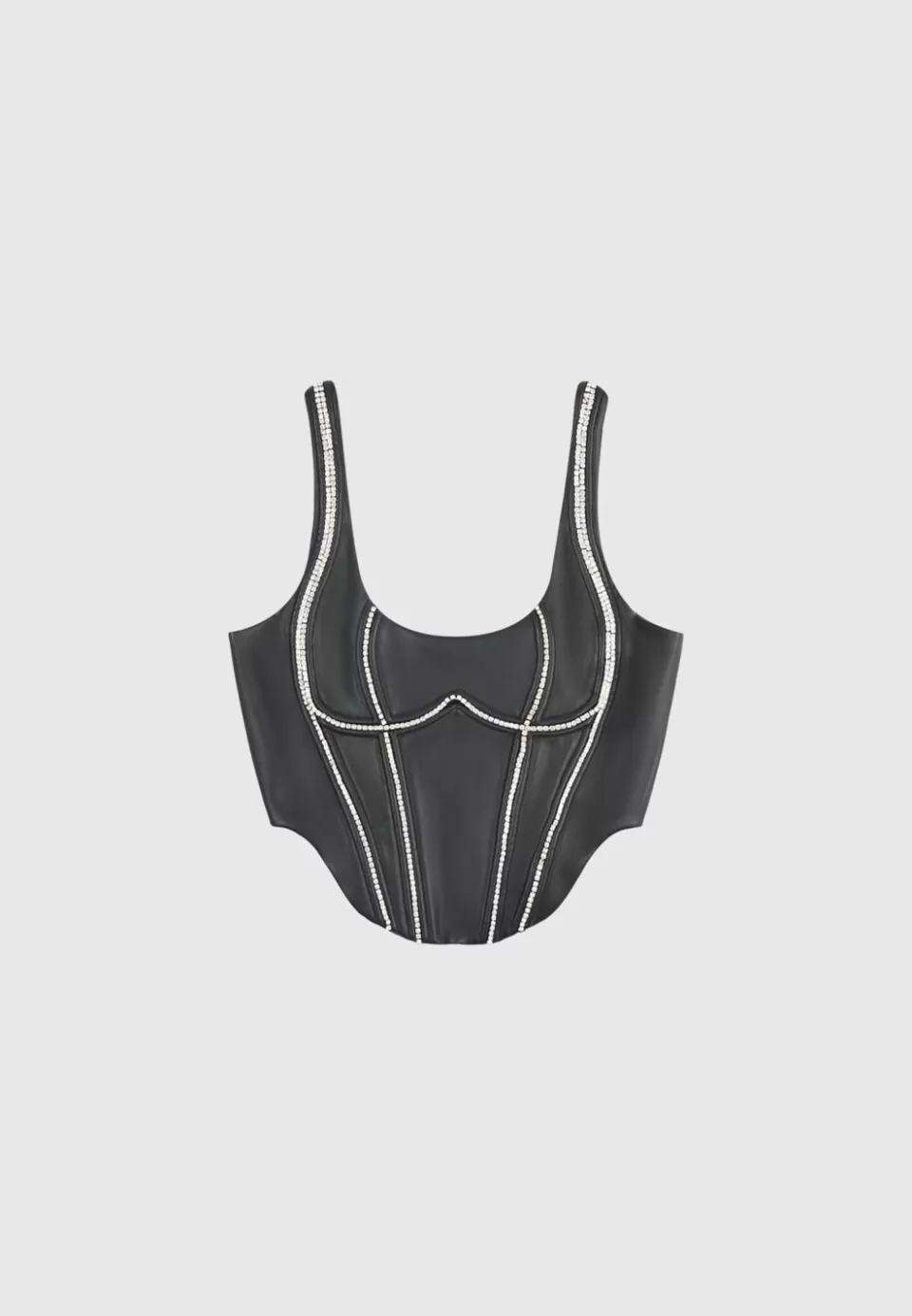 Manière De Voir Vegan Leather Embellished Corset Top>Woman Matching Sets