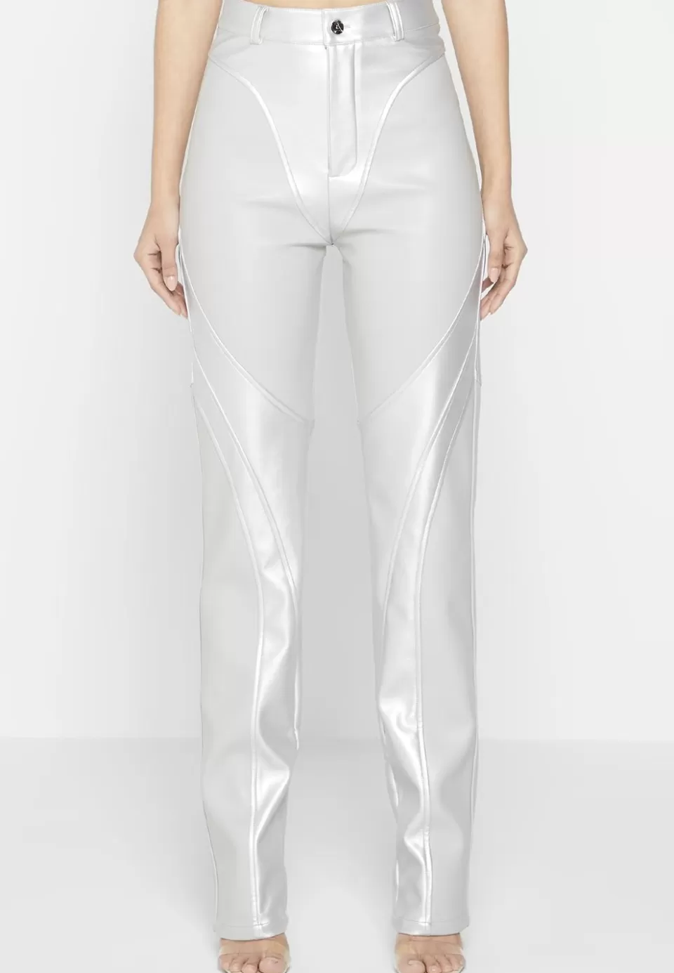 Manière De Voir Vegan Leather Metallic Trousers>Woman Matching Sets