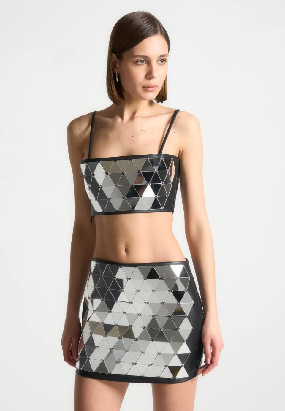Manière De Voir Vegan Leather Mirrored Bandeau Top>Woman Tops & T Shirts