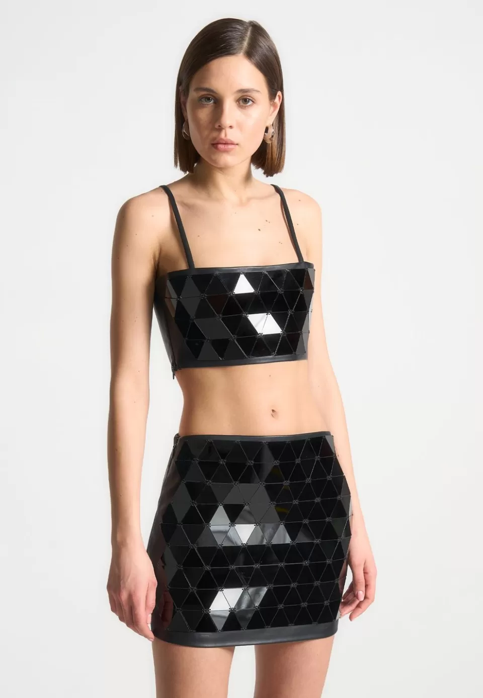 Manière De Voir Vegan Leather Mirrored Bandeau Top>Woman Matching Sets