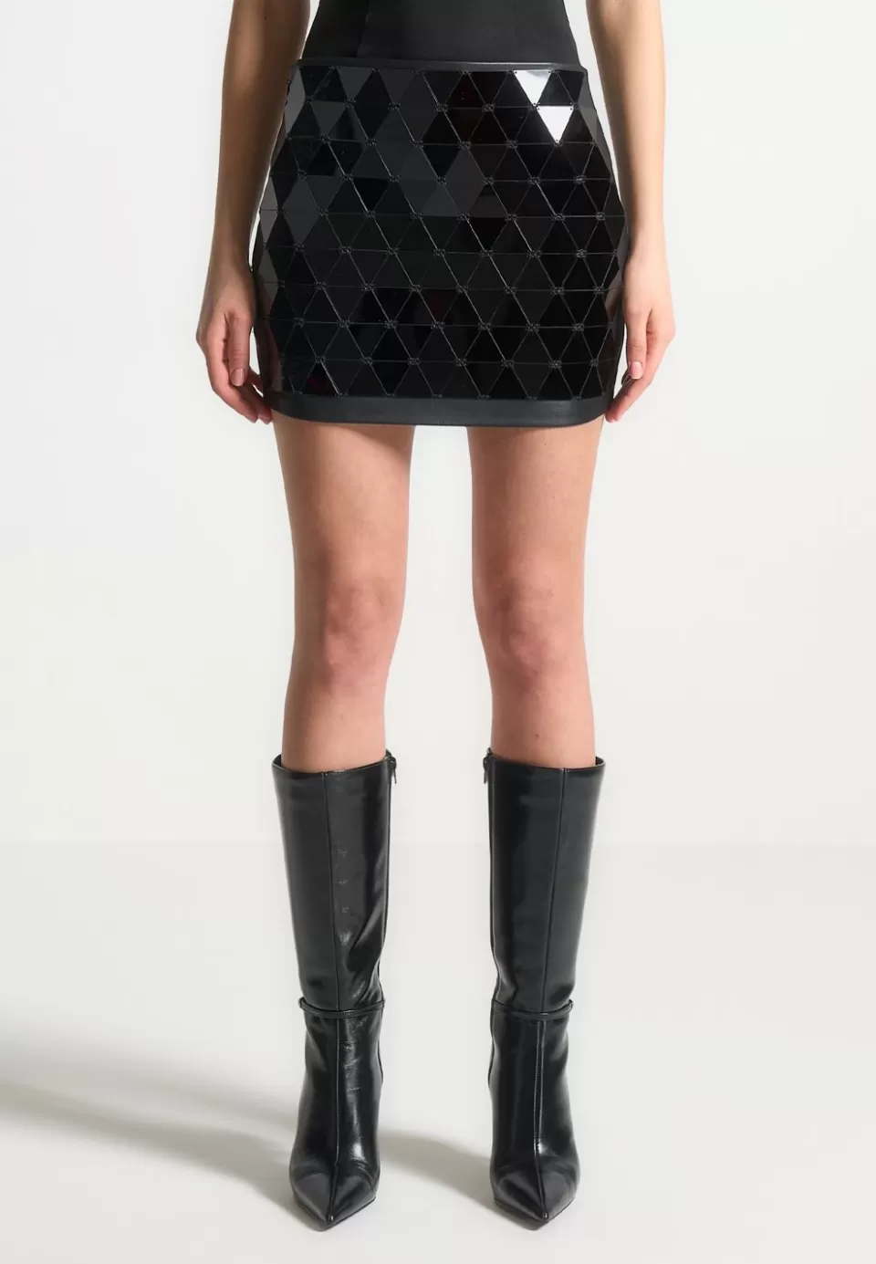 Manière De Voir Vegan Leather Mirrored Mini Skirt>Woman Matching Sets