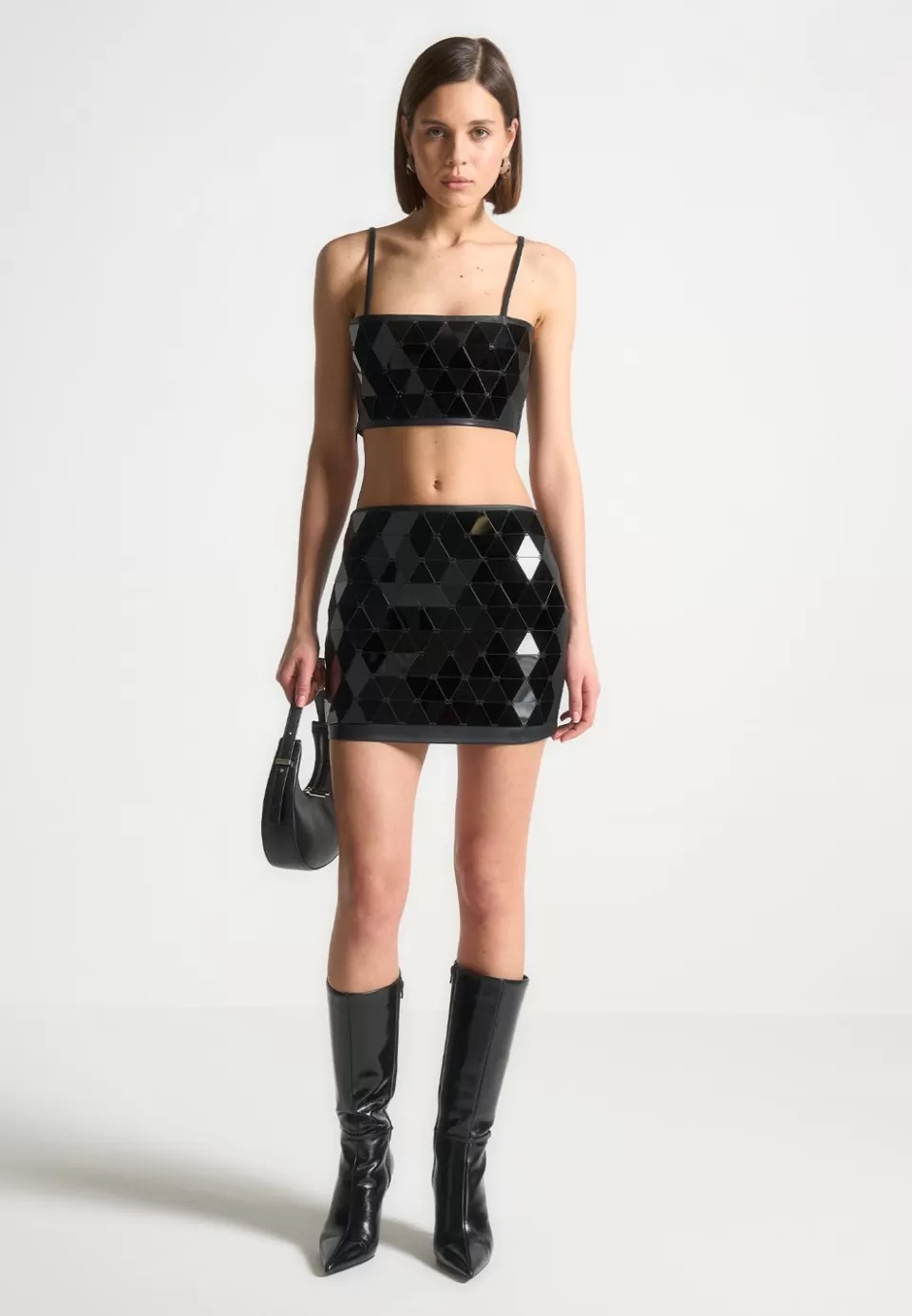 Manière De Voir Vegan Leather Mirrored Mini Skirt>Woman Skirts