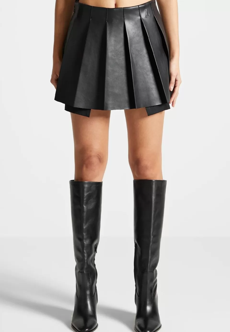 Manière De Voir Vegan Leather Pleated Skort>Woman Matching Sets