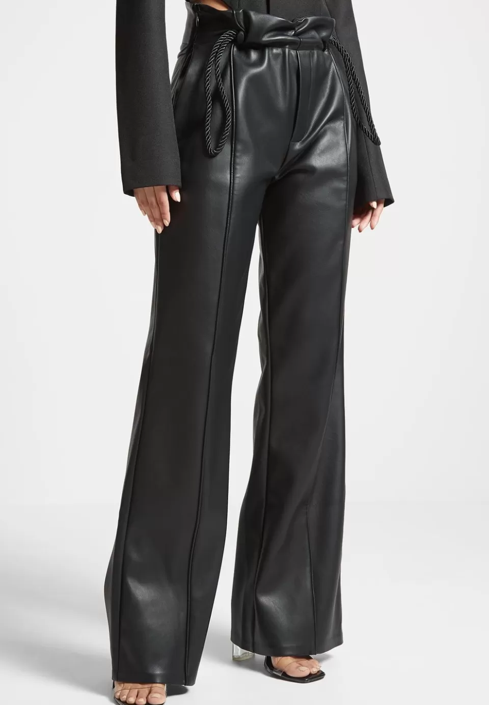 Manière De Voir Vegan Leather Rope Tie Trousers>Woman Trousers
