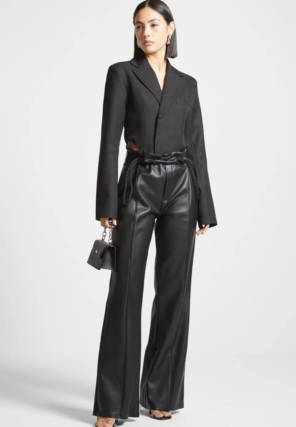 Manière De Voir Vegan Leather Rope Tie Trousers>Woman Trousers