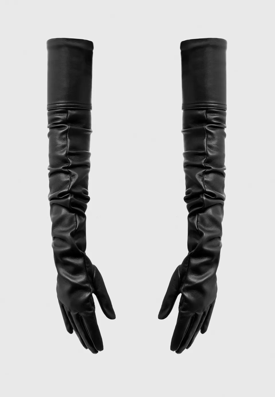 Manière De Voir Vegan Leather Ruched Long Gloves>Woman Gloves