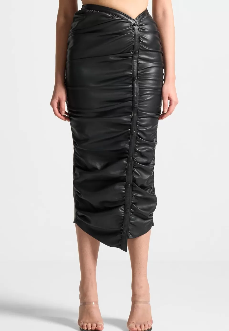 Manière De Voir Vegan Leather Ruched Midaxi Skirt>Woman Skirts