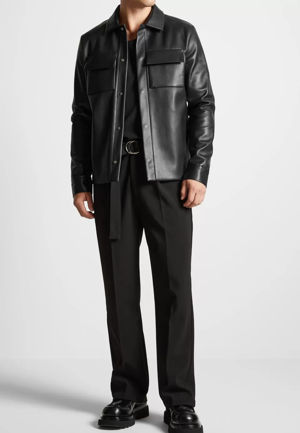 Manière De Voir Vegan Leather Shirt Jacket>Man Shirts