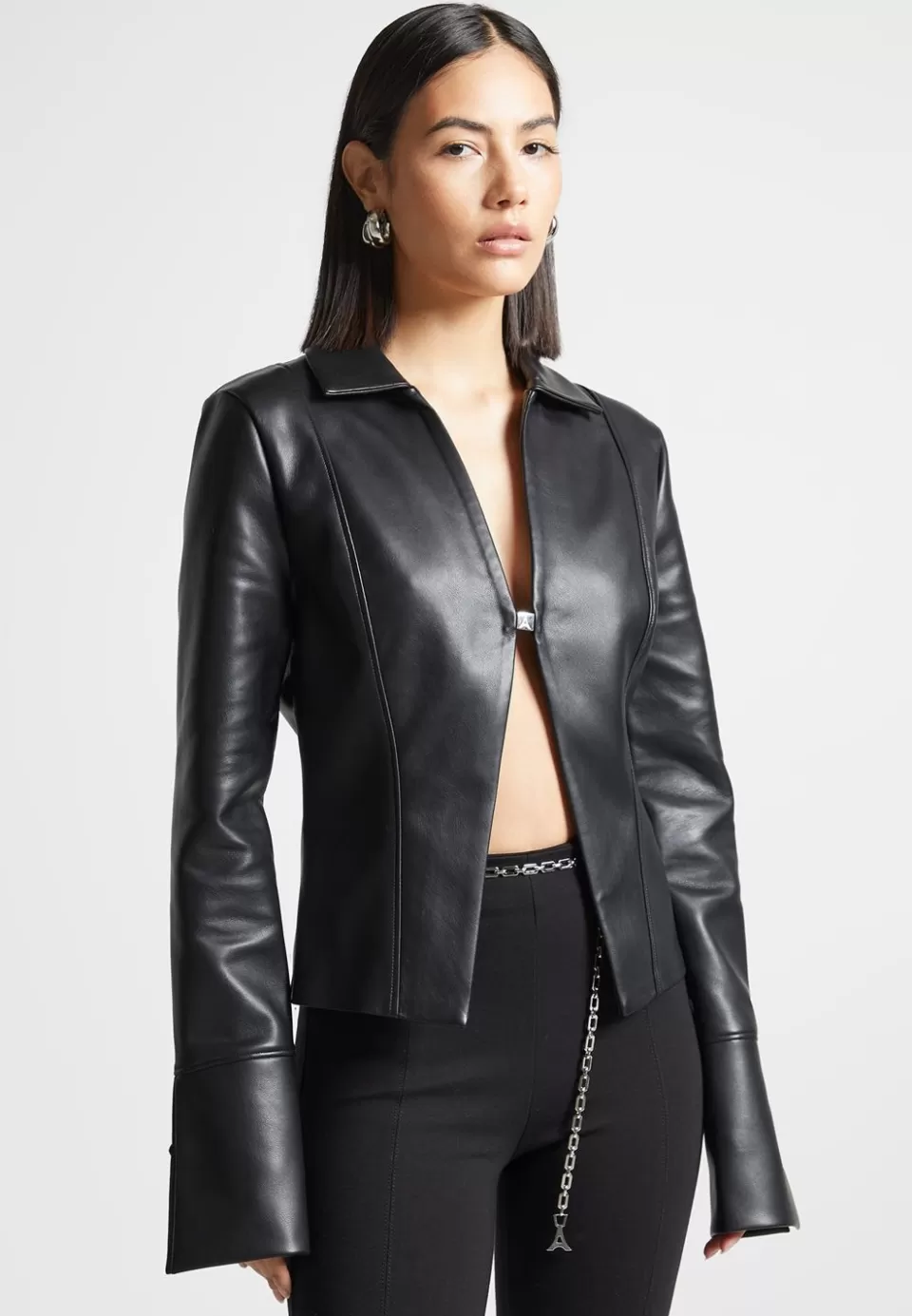 Manière De Voir Vegan Leather Shirt With Clasp>Woman Shirts