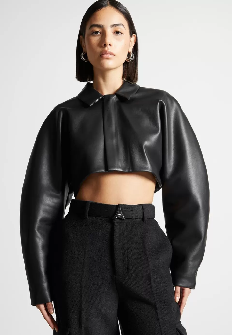 Manière De Voir Vegan Leather Super Cropped Jacket>Woman Jackets