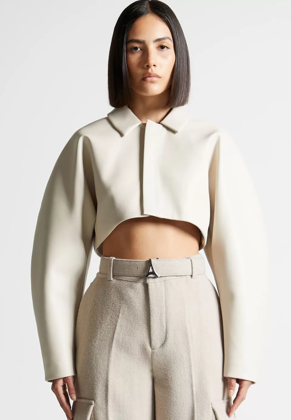 Manière De Voir Vegan Leather Super Cropped Jacket>Woman Jackets