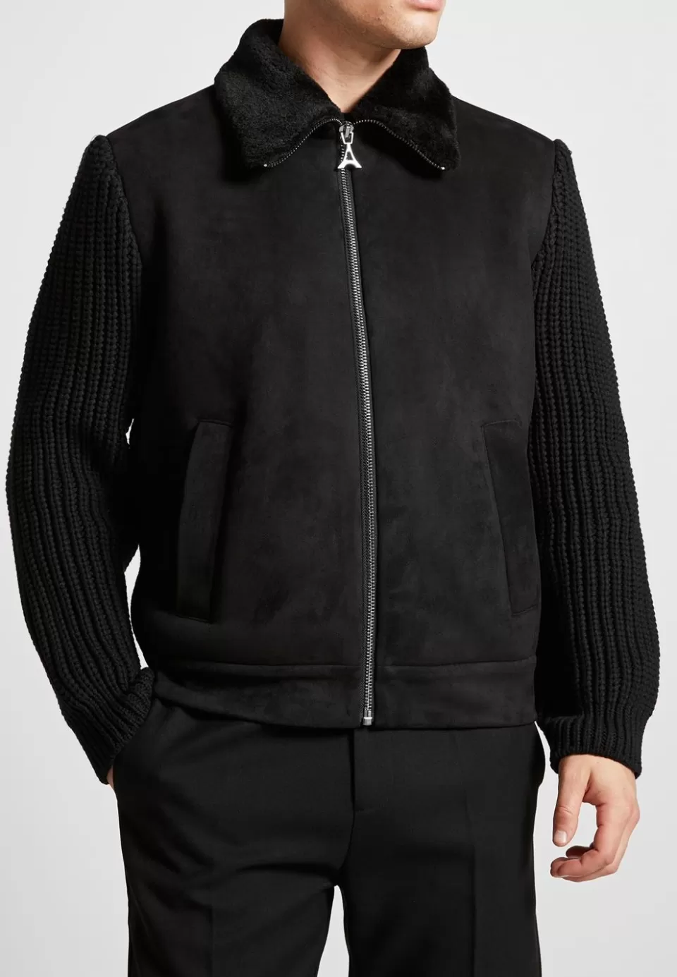 Manière De Voir Vegan Suede Shearling & Knit Jacket>Man Jackets