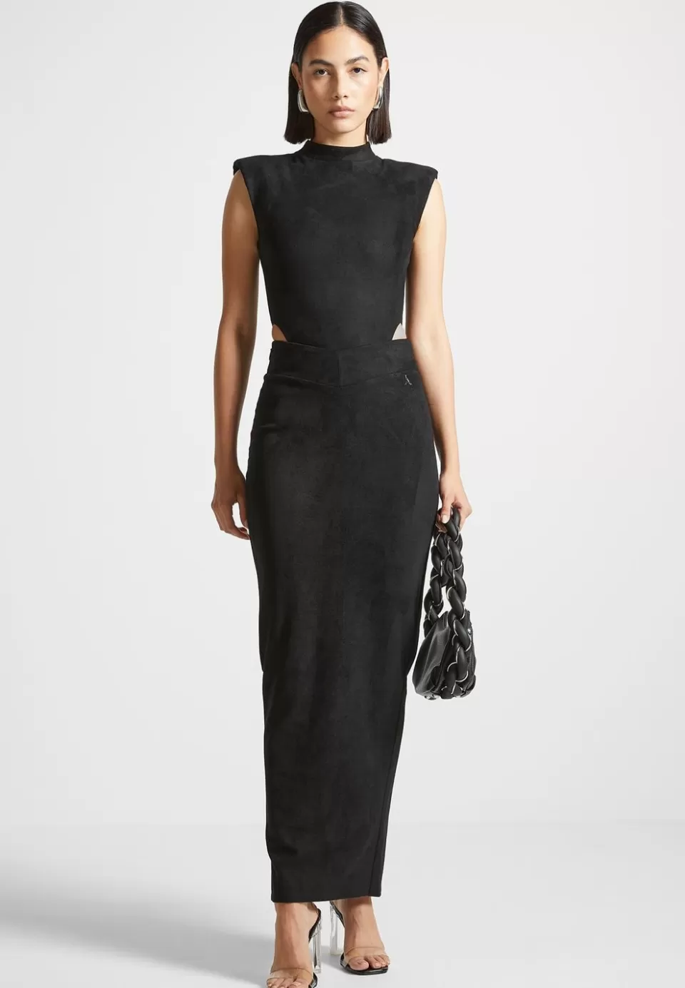 Manière De Voir Vegan Suede Wide Shoulder Bodysuit>Woman Matching Sets