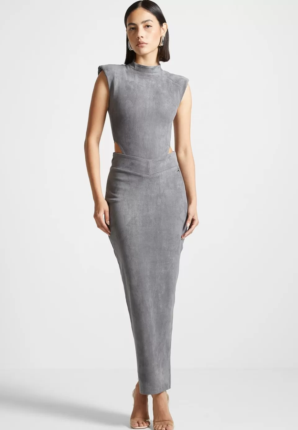 Manière De Voir Vegan Suede Wide Shoulder Bodysuit>Woman Matching Sets