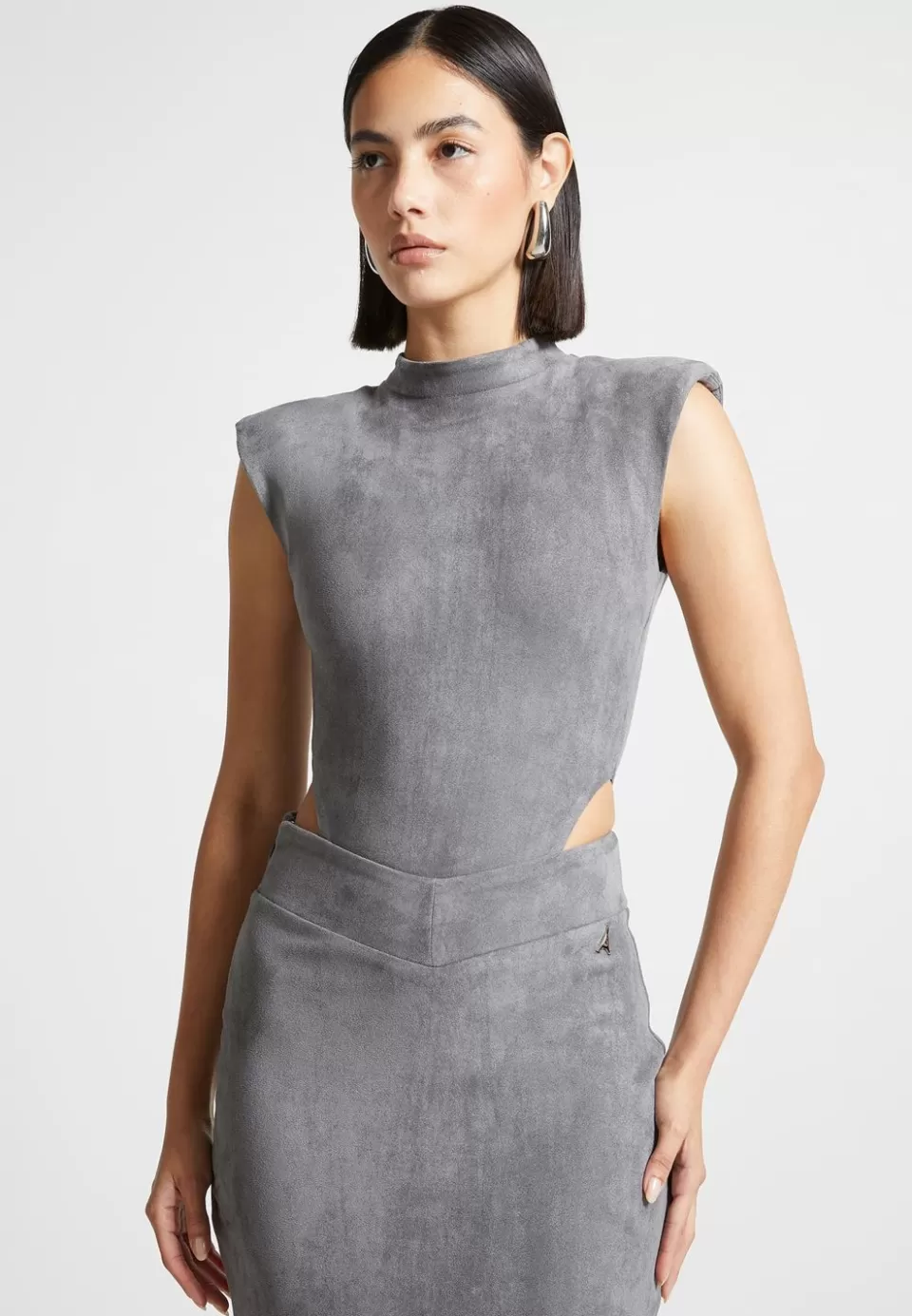 Manière De Voir Vegan Suede Wide Shoulder Bodysuit>Woman Bodysuits