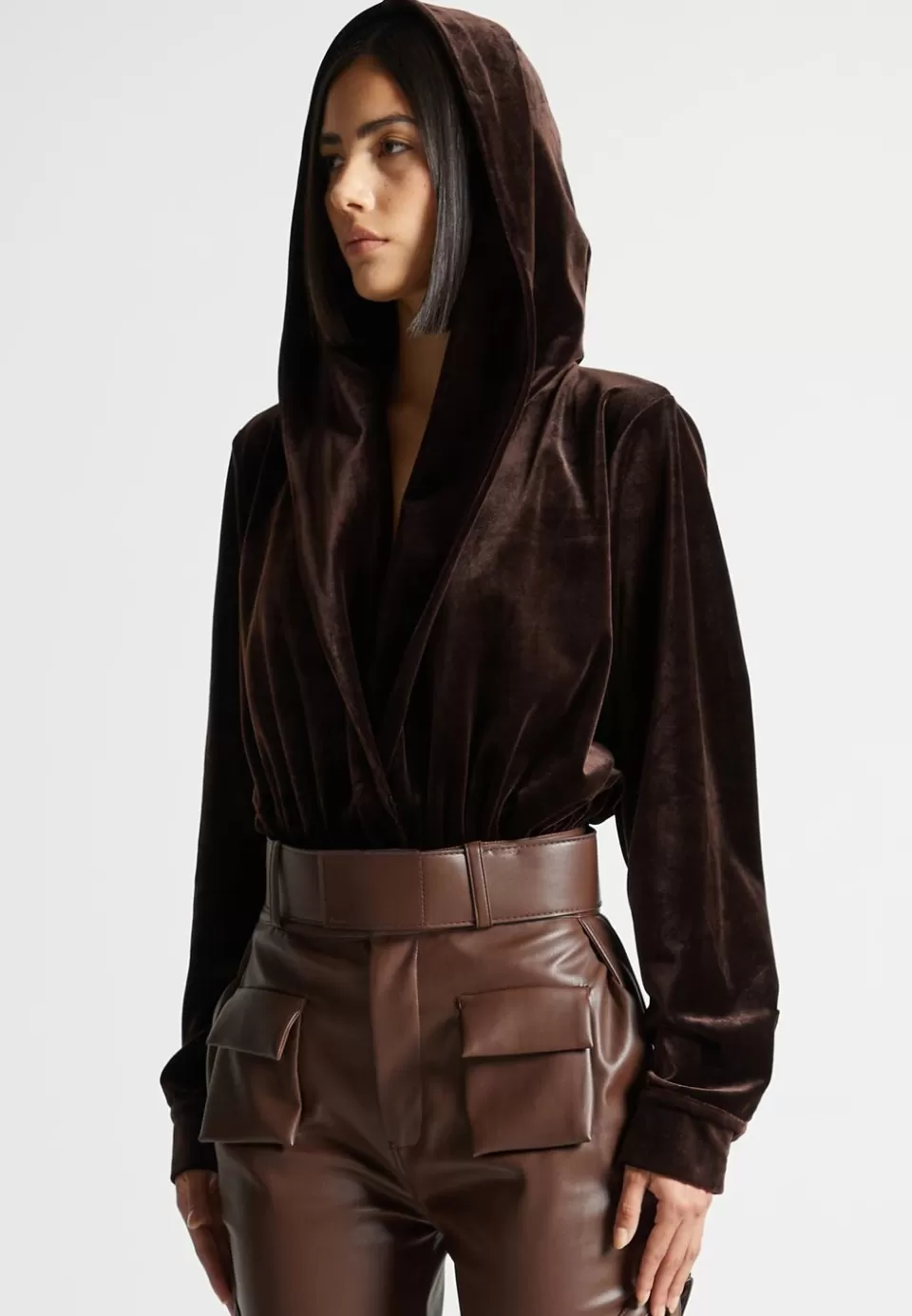 Manière De Voir Velour Hooded Bodysuit>Woman Bodysuits