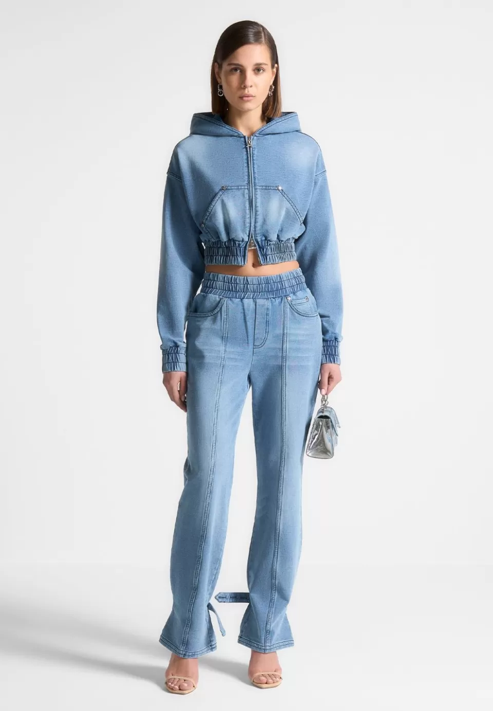 Manière De Voir Washed Denim Jersey Joggers>Woman Cargo Pants & Joggers
