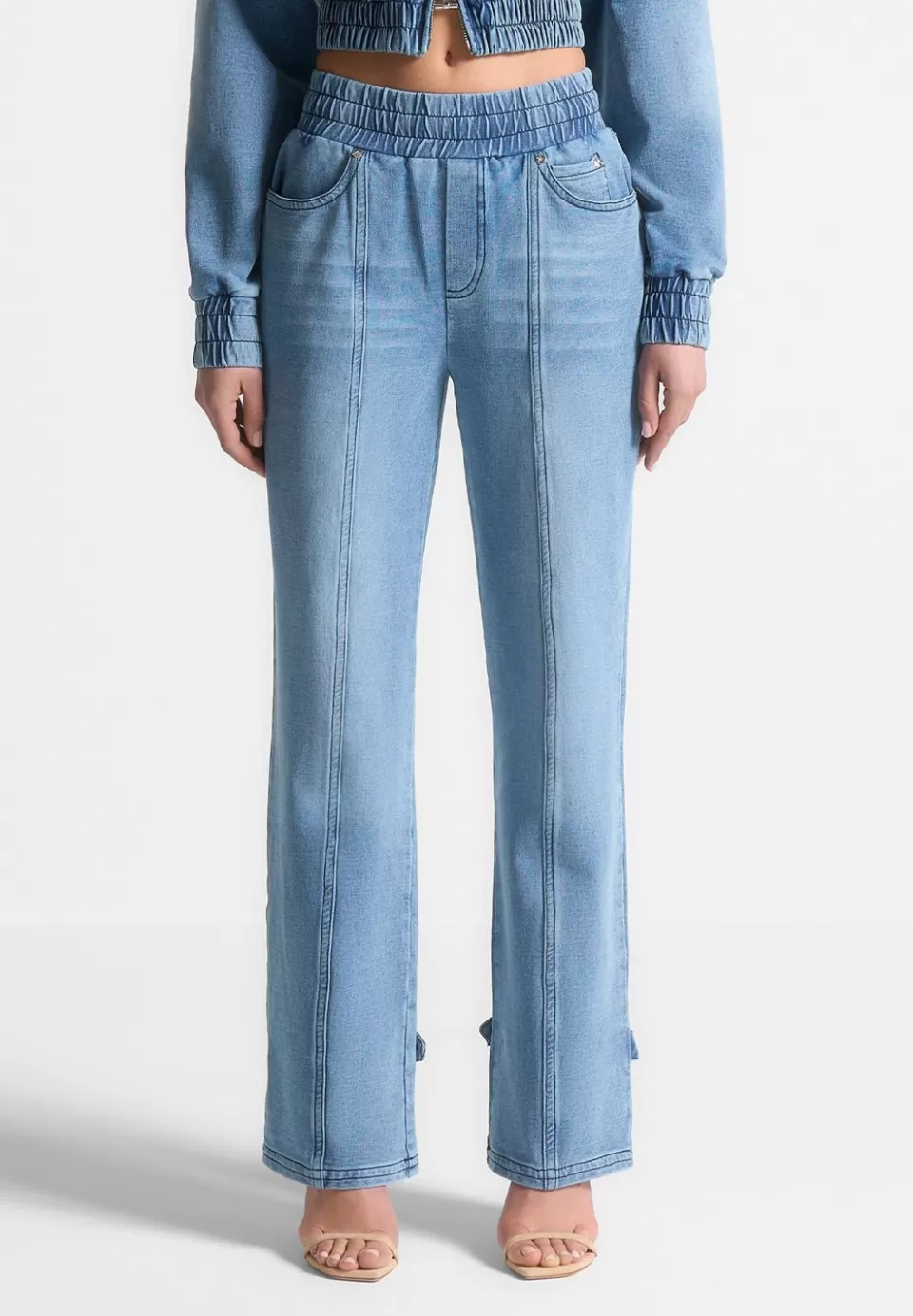 Manière De Voir Washed Denim Jersey Joggers>Woman Cargo Pants & Joggers