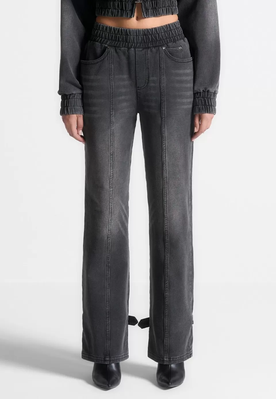 Manière De Voir Washed Denim Jersey Joggers>Woman Cargo Pants & Joggers