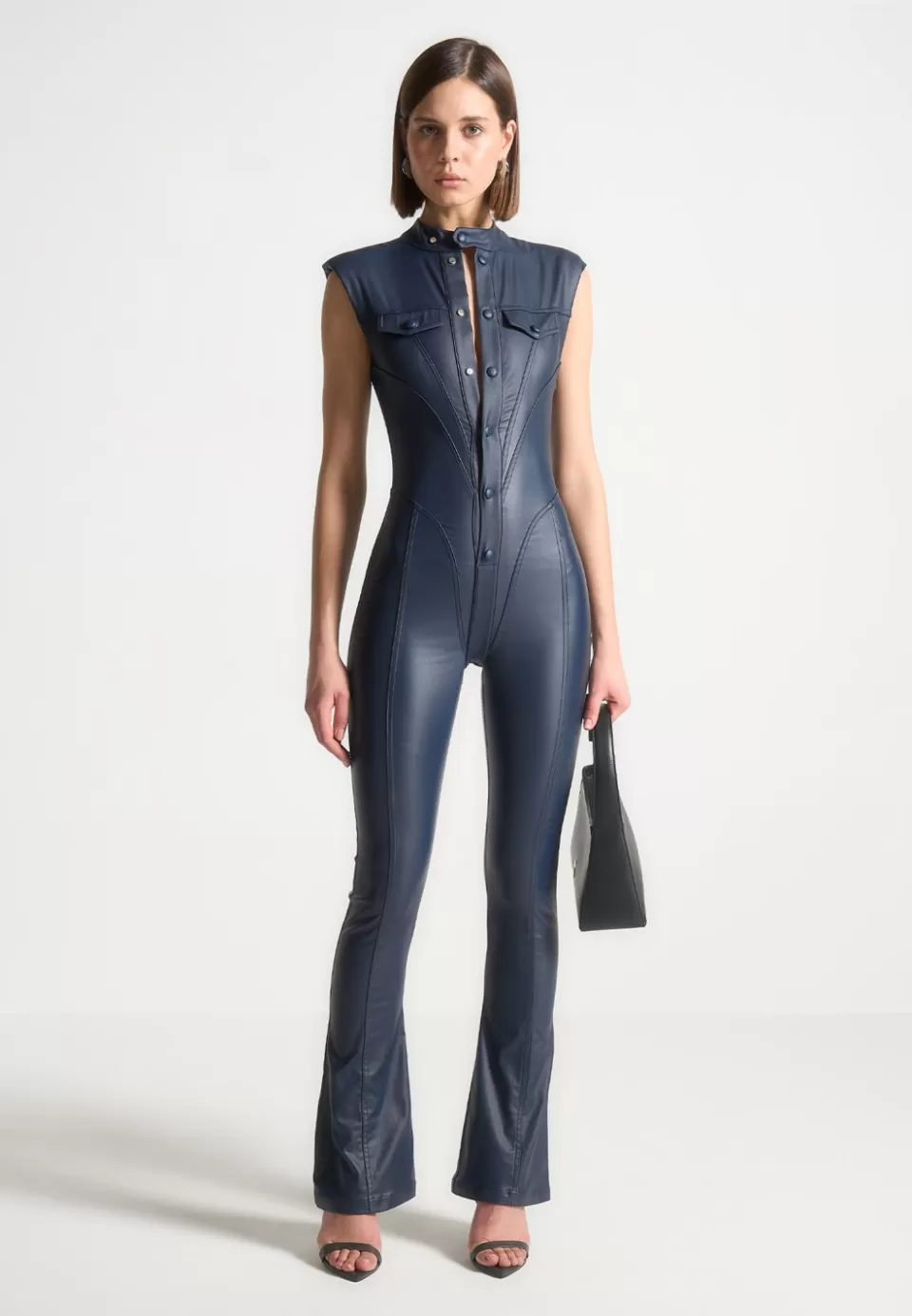 Manière De Voir Wax Coated Denim Jumpsuit>Woman Jumpsuits & Playsuits