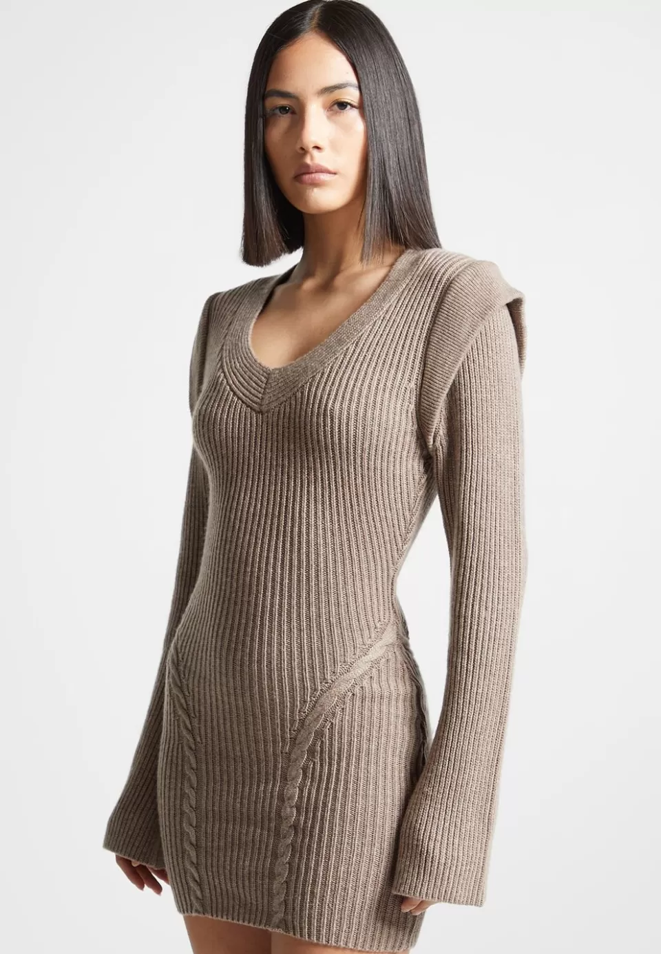 Manière De Voir Wide Shoulder Knitted Contour Mini Dress>Woman Knitwear