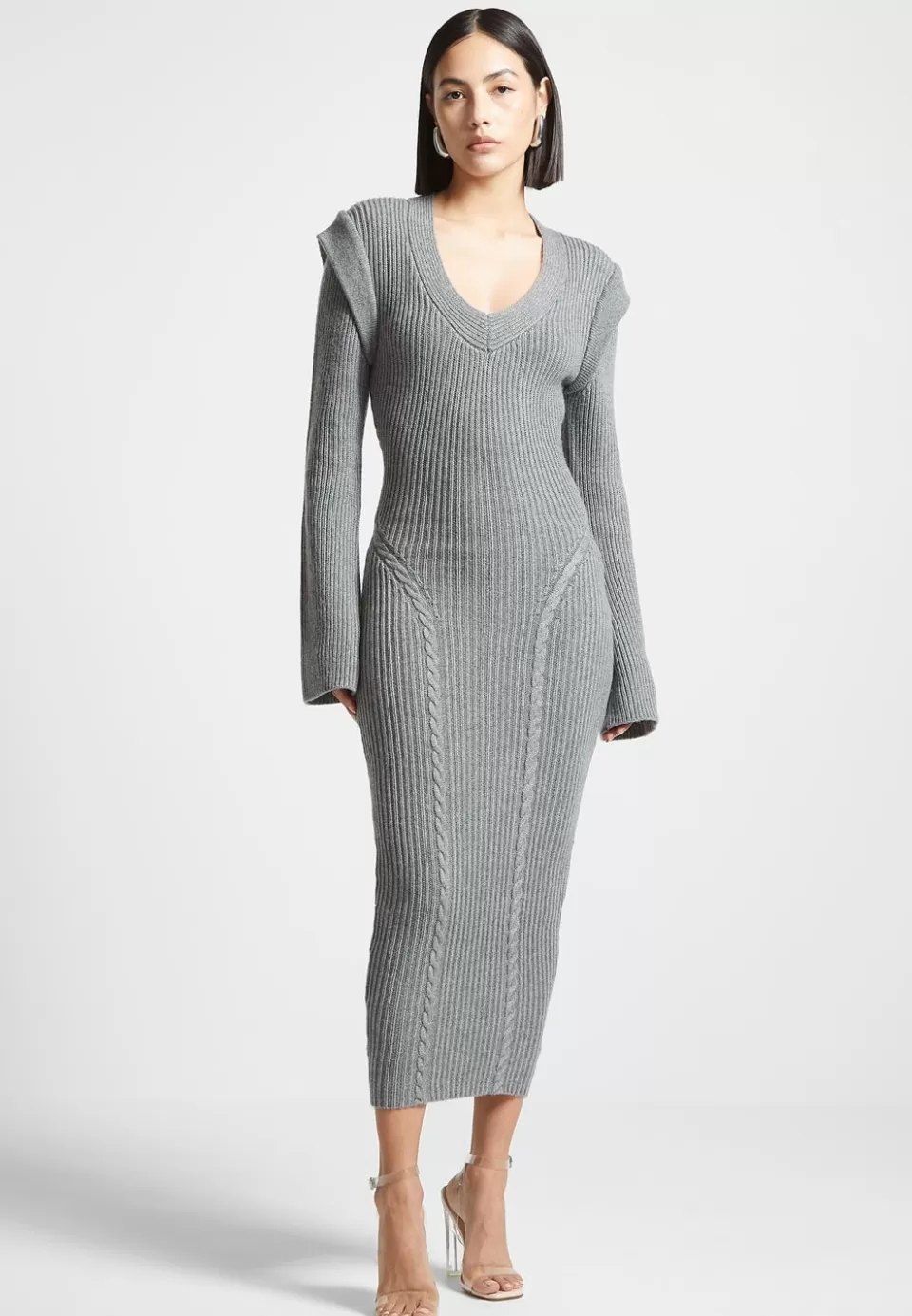 Manière De Voir Wide Shoulder Knitted Midaxi Dress>Woman Dresses