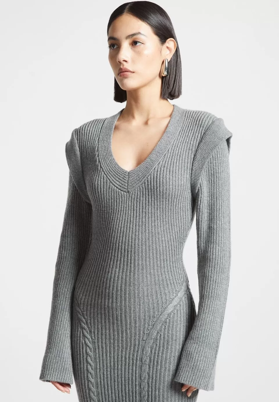 Manière De Voir Wide Shoulder Knitted Midaxi Dress>Woman Knitwear