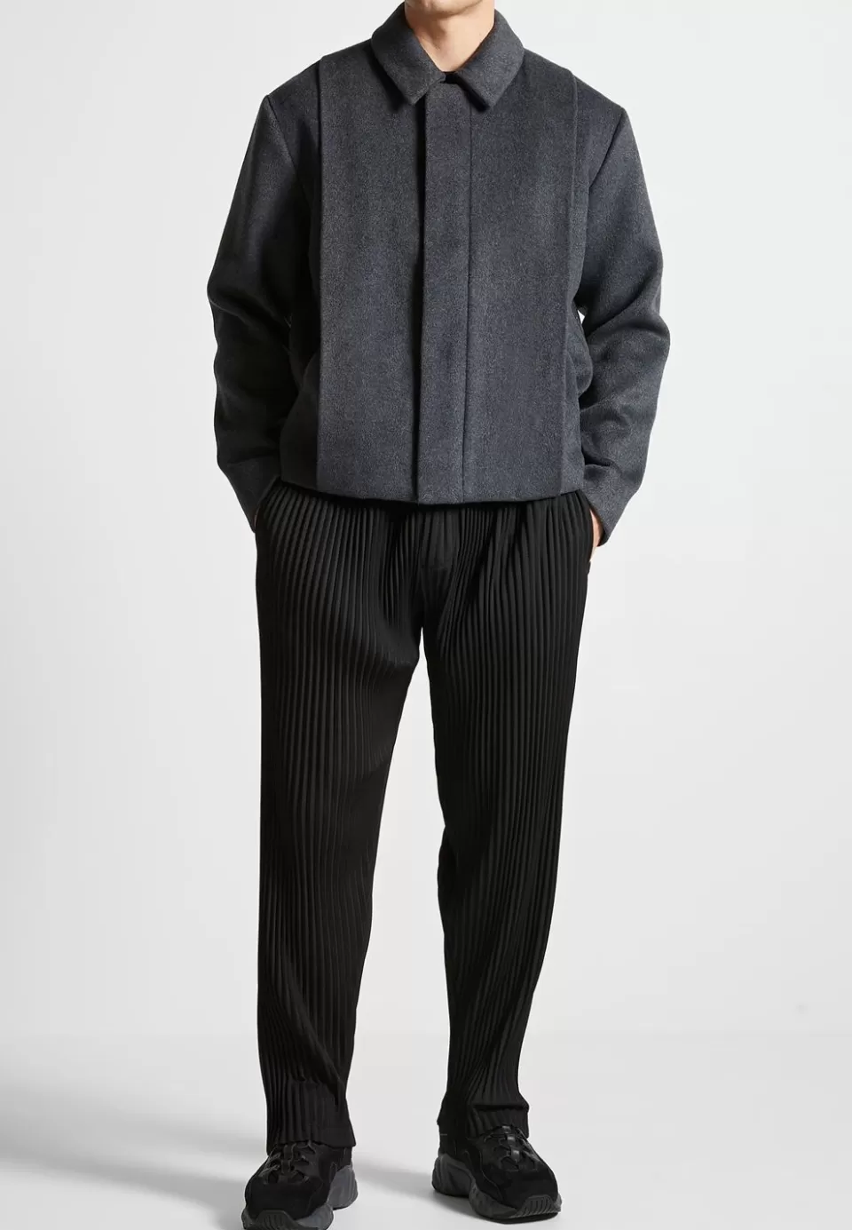 Manière De Voir Wool Blend Boxy Jacket With Pleat>Man Jackets