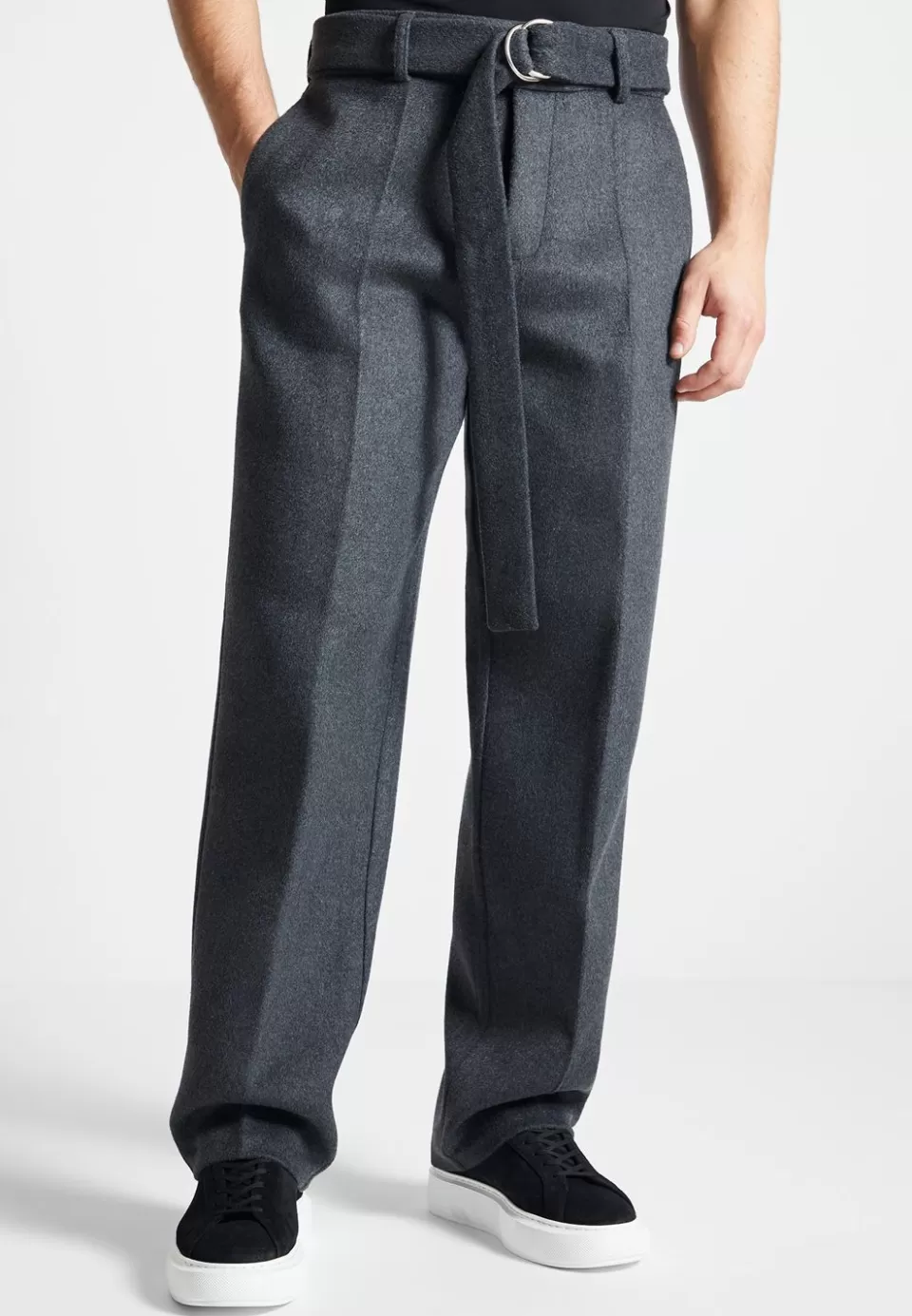 Manière De Voir Wool Blend Marl Belted Trousers>Man Modern Tailoring