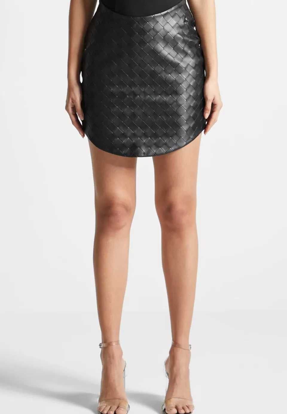 Manière De Voir Woven Leather Dipped Waist Mini Skirt>Woman Skirts