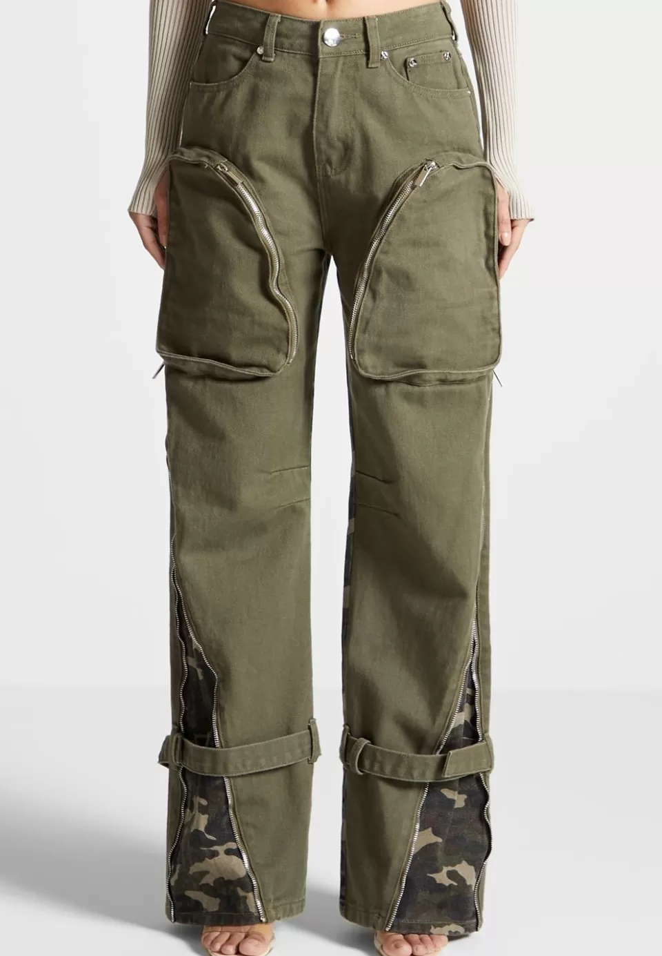 Manière De Voir Zip Detail Denim Cargo Pants>Woman Jeans