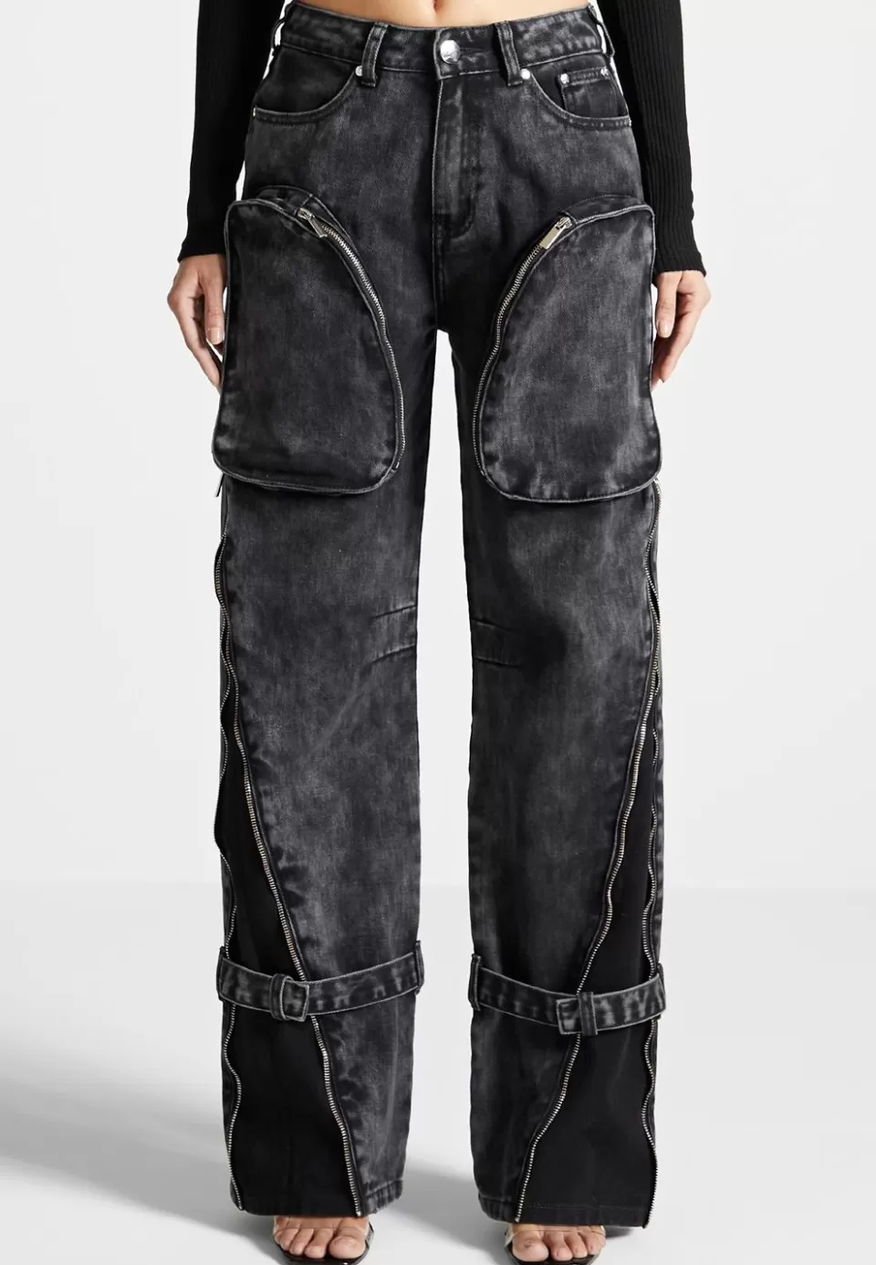 Manière De Voir Zip Detail Denim Cargo Pants>Woman Jeans